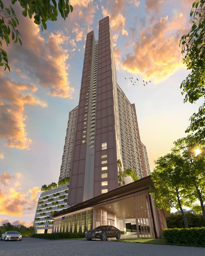 Queenswoodz Bukit Jalil Facade at Sunset — Golf View Luxury Condo