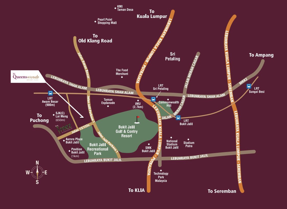 The Queenswoodz Bukit Jalil Location Map — Near LRT, Mall, Schools, Highway